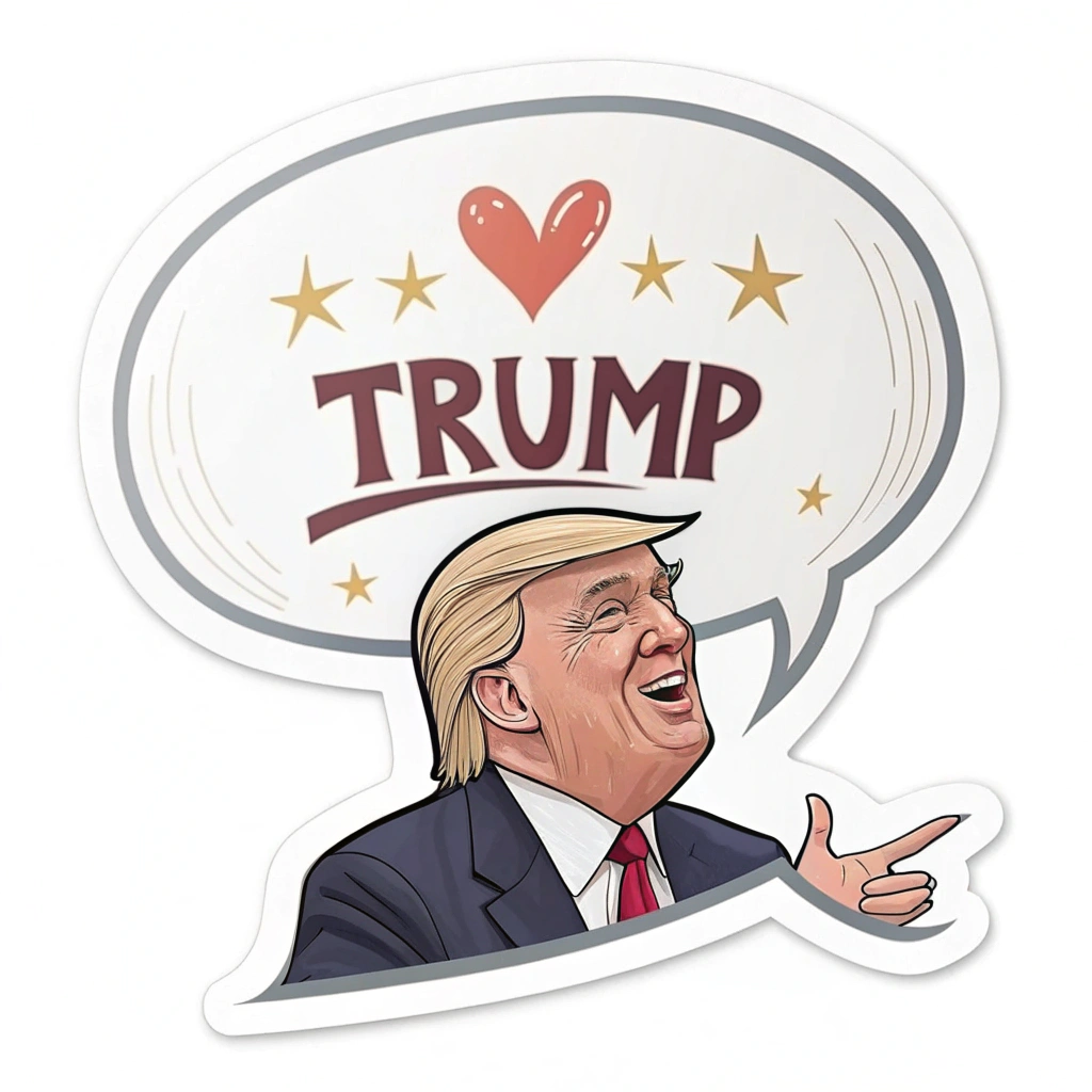 Trump with a speech bubble saying something humorous or a popular Trump quote but with a funny twist.