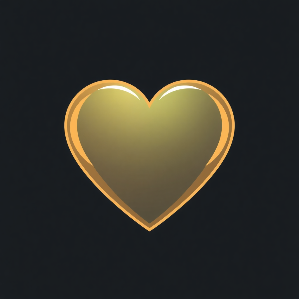 The image shows a gold heart on a black background, creating a striking contrast between the two colors. The heart is the focal point of the image, with its intricate details and glossy finish standing out against the dark background.