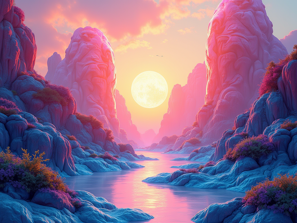 T-shirt Design 3: 'Digital Dream Weaver' - A surreal, dreamlike landscape or pattern that looks explicitly AI-generated, perhaps with slight artistic 'glitches' or unexpected elements. Text: 'Fashioned by AI, Inspired by Prompts.'