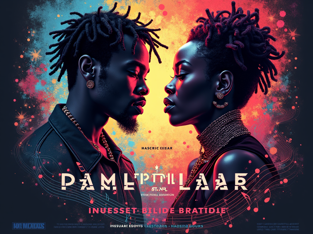 Concert Poster Reimagined: A design mimicking a modern, artful concert poster. It features 'Kendrick Lamar & SZA' and 'DAMN. CTRL. Live' prominently. The 'Visual Symphony' theme is expressed through a backdrop of layered abstract light effects, flowing colors, or stylized musical notation, creating a rich, textured look.