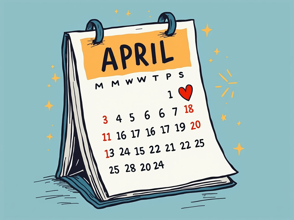 Design featuring a stylized calendar page for April (or the specific month of the event). The date for Global Pay It Forward Day is prominently circled or highlighted with a bright color, possibly with a small heart or 'Pay It Forward' text within the highlight.