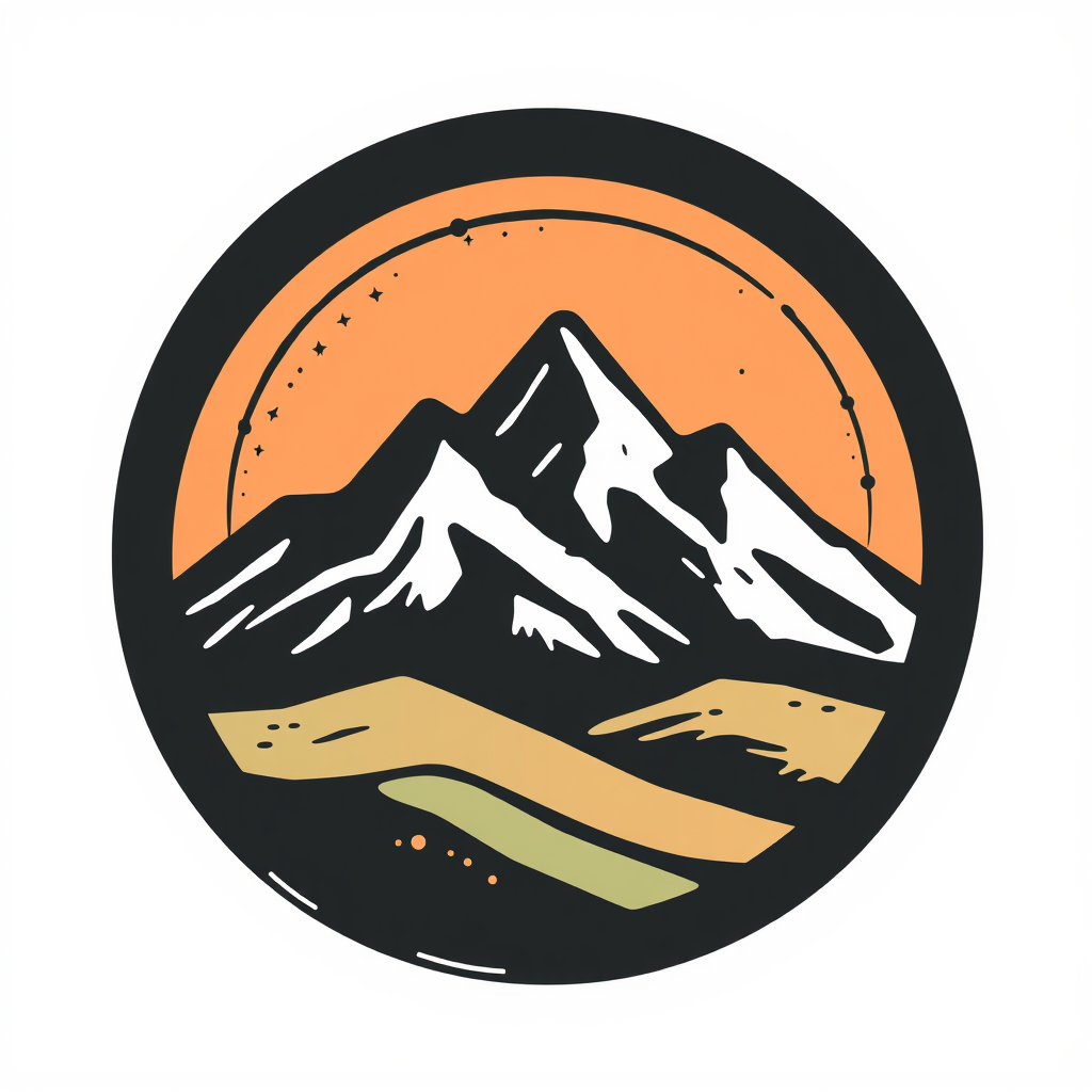 A logo where the mountain layers are rendered with a textured, almost hand-drawn style, to give it an organic and approachable feel.