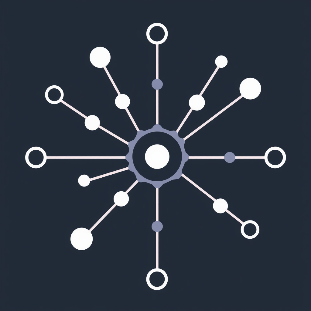 Intelligence Icon: An abstract representation of a neural network with interconnected dots and lines.