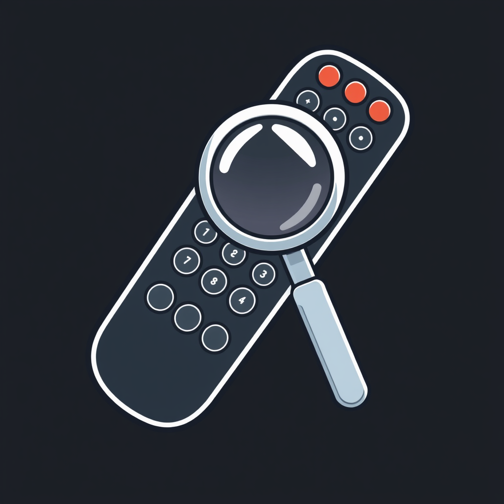 Create an icon where the remote has a magnifying glass effect on the buttons. This symbolizes enhanced visibility. Keep the overall shape simple and ergonomic.