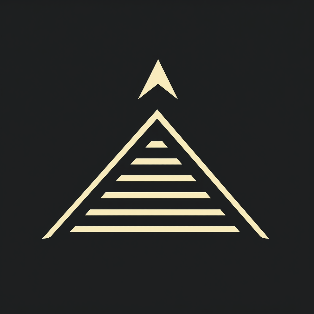 Angular lines forming an upward staircase or peak, symbolizing the 'grind' achieving 'progress' through effort.