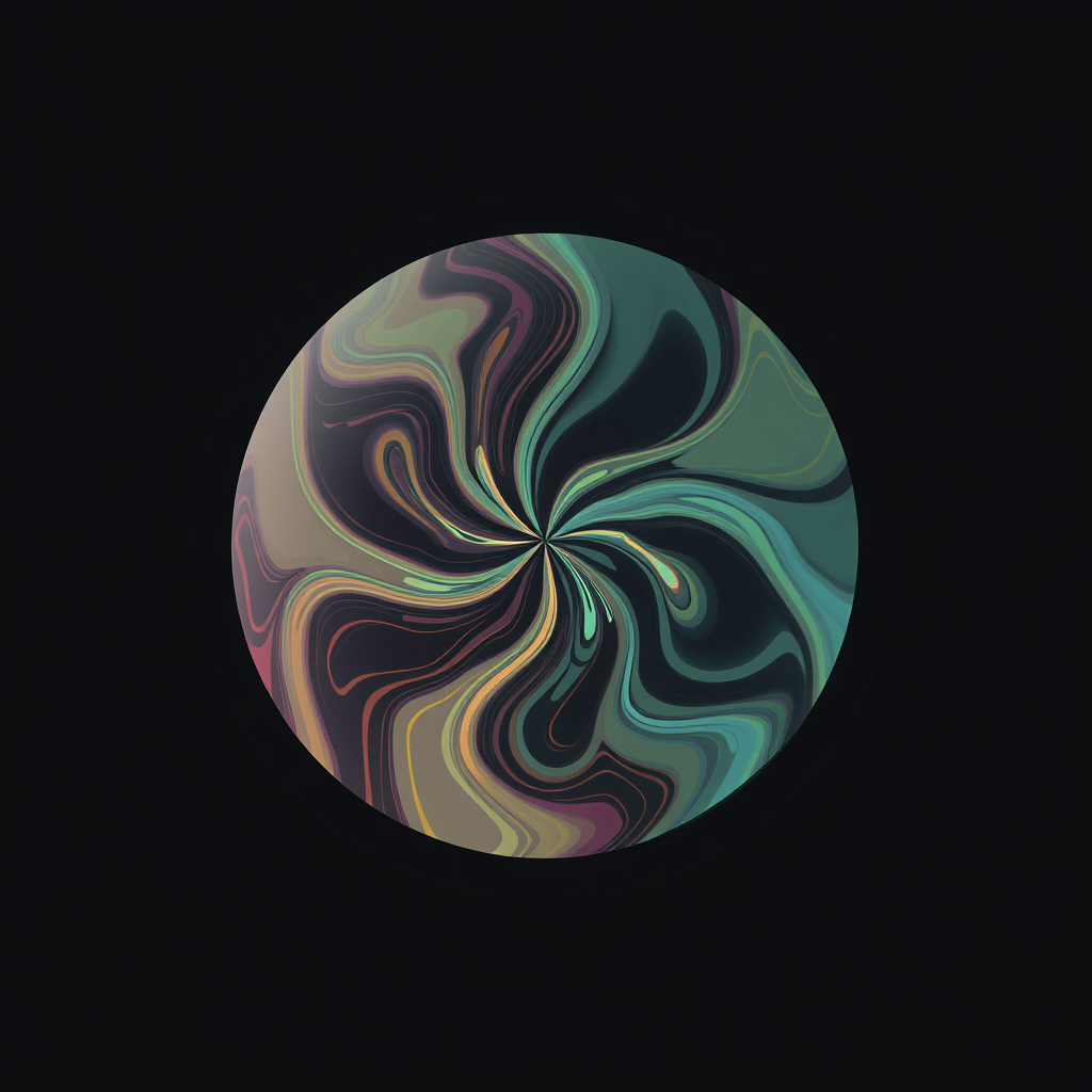 Evolving Abstracta Badge: Design a badge that displays a dynamic, abstract pattern or texture that seems to be evolving or growing, like a snapshot of a procedural generation process, emphasizing emergent complexity.