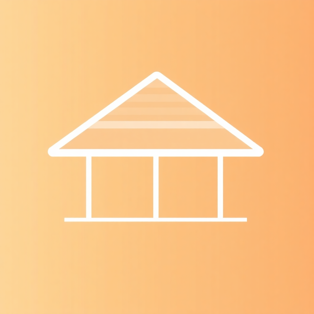 An abstract icon using a basic outline of a roof and a foundation, focusing on form rather than detail.