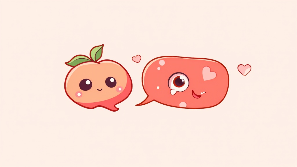 Logo/Icon Concept: A stylized peach (representing 'Momo') fused with a speech bubble and a pen nib or stylized anime eye, symbolizing character illustration panels and guest dialogue.