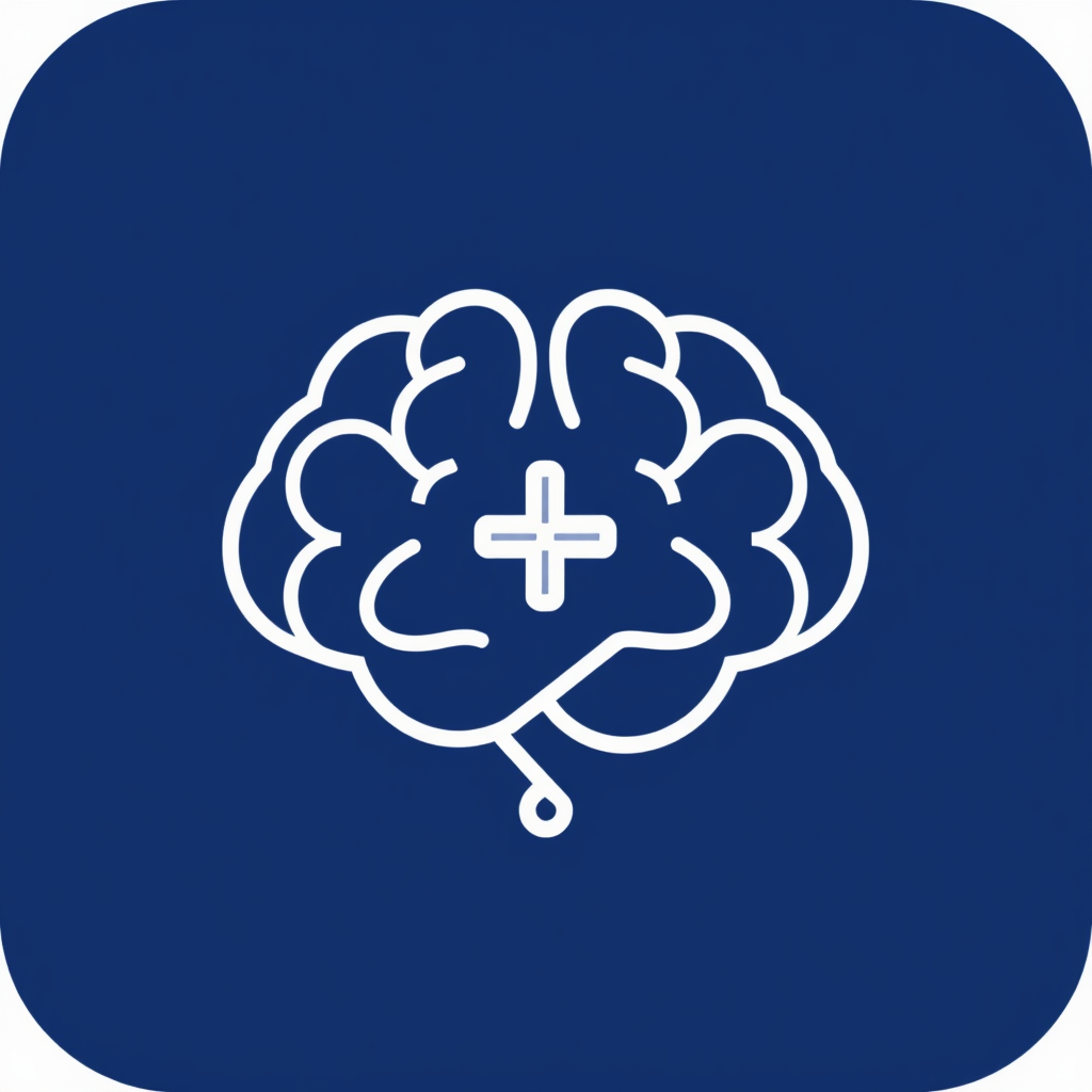 Simple AI Create Icon: A minimalist brain outline, universally representing AI, incorporating a clear '+' symbol within it to signify 'creation' or 'generation', suitable for a highly scalable and simple icon.