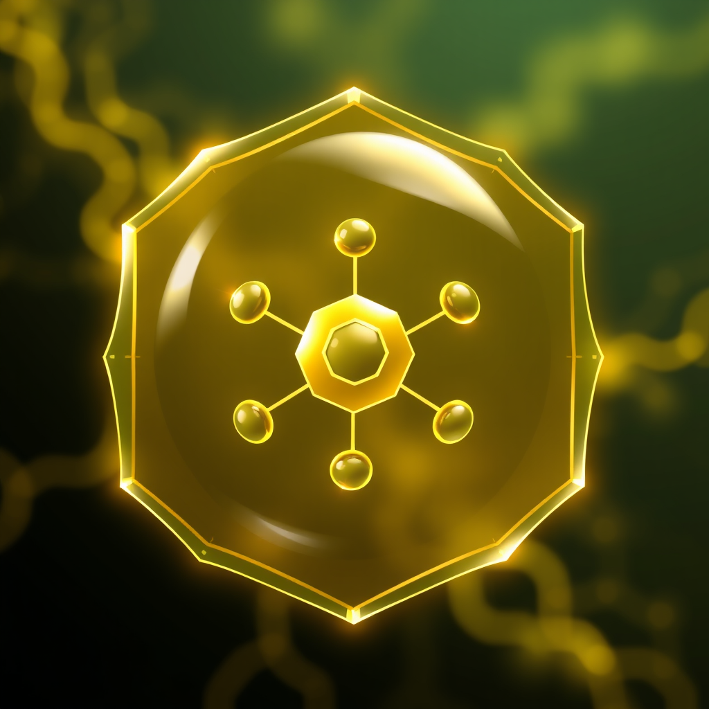 Encapsulated Node: A network node depicted within a protective, semi-transparent sphere or hexagonal energy barrier, suggesting containment and isolation from external attacks.