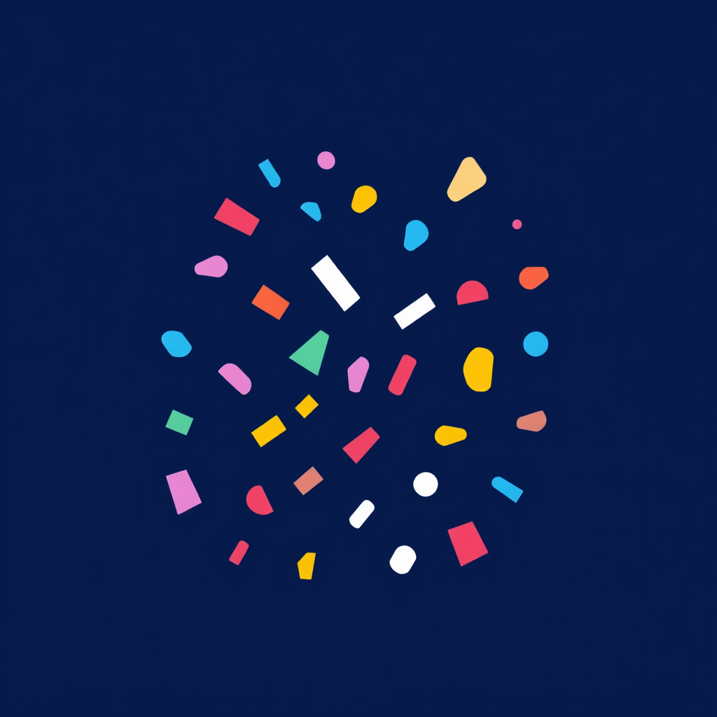 Design a confetti icon using only two or three bright, contrasting colors to make it visually striking and easily recognizable, even at small sizes.