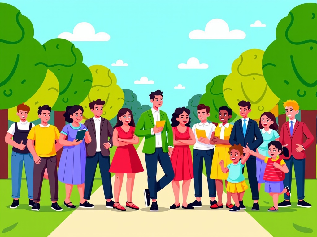 AI generation of crowd characters in various common poses and subtle actions suitable for background elements.