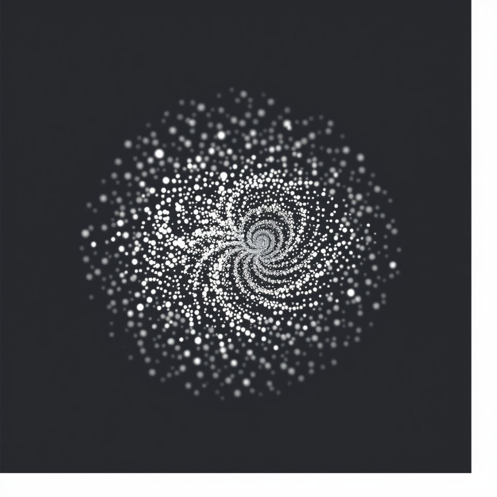 Sub-design 5 (Particle Cloud to Image Resolve): A swirling cloud of tiny, abstract data particles that gradually resolve or sharpen into a clear, simple image. The icon could visually suggest stages from blurry/abstract data to a focused/clear rudimentary image.