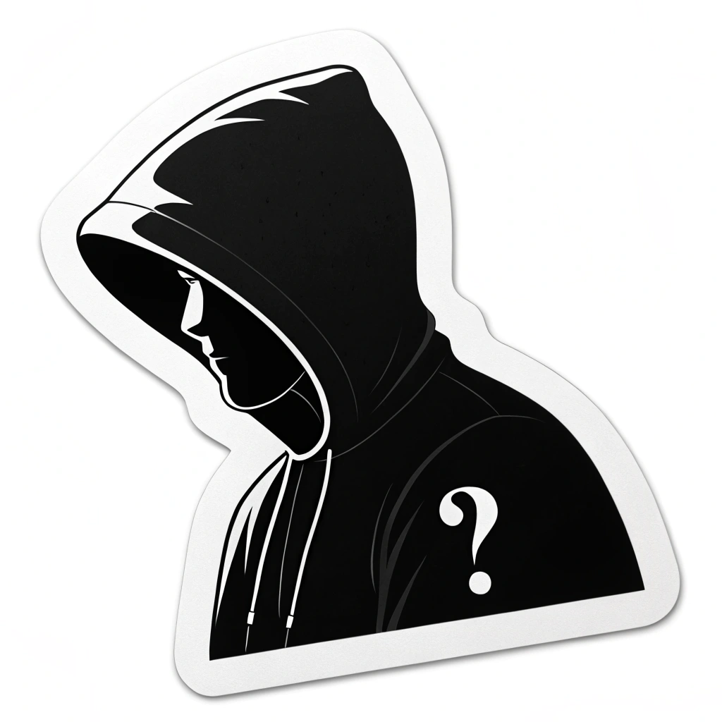Simple Icon Idea: A clean, stark black silhouette of a hooded figure. The negative space within the hood could subtly form a question mark or a stylized keyhole, ensuring recognizability even at small sizes.