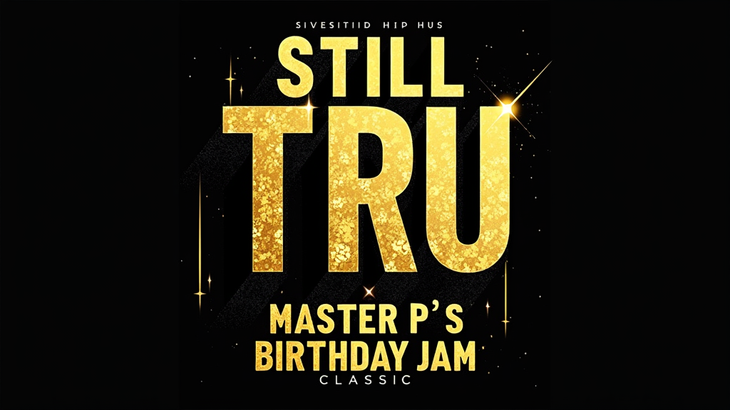 A T-shirt featuring bold 'Still TRU' block lettering, complemented by 'Master P's Birthday Jam Classic' text, possibly in gold and black, for a strong, classic statement.
