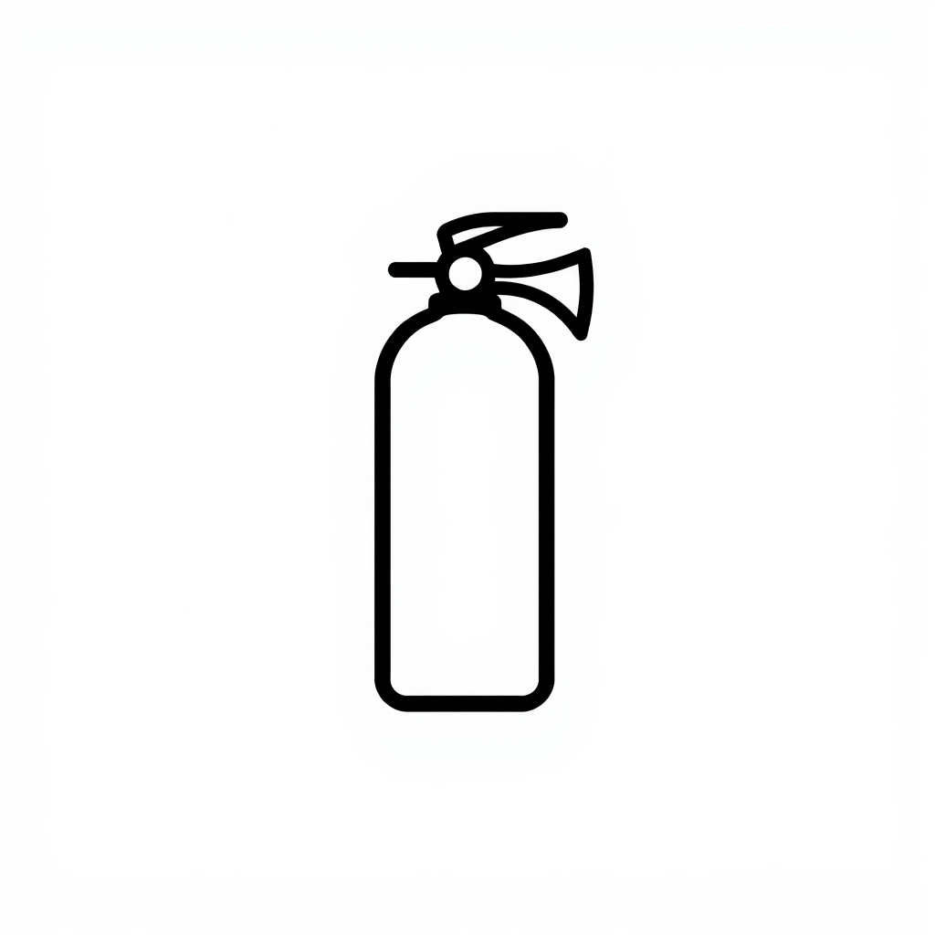 A single, bold line that forms the shape of the fire extinguisher, with a slight curve to imply depth.