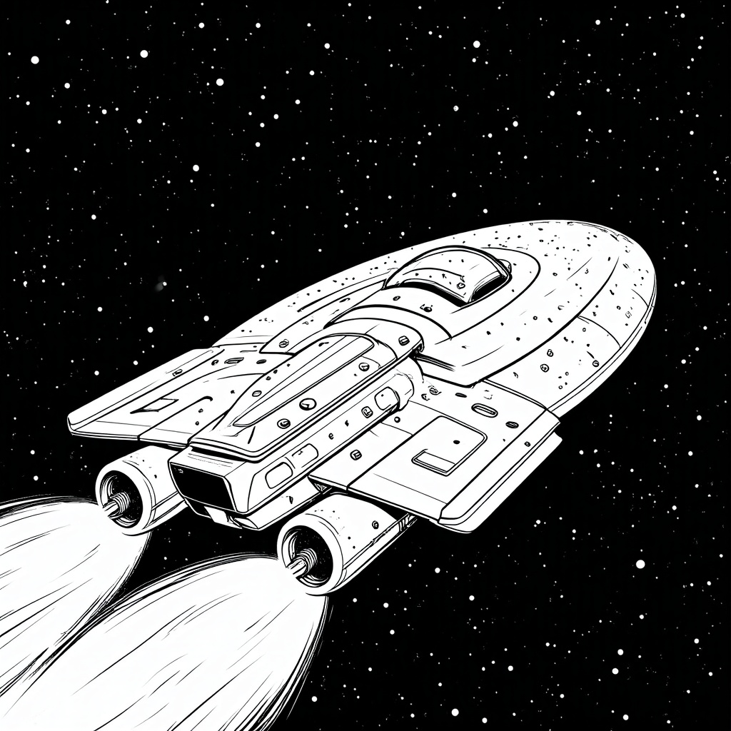 Create a page focusing on a close-up of the Starliner, post-separation, with specific details like thrusters firing gently to adjust its trajectory. The vastness of space and distant stars could fill the backdrop.