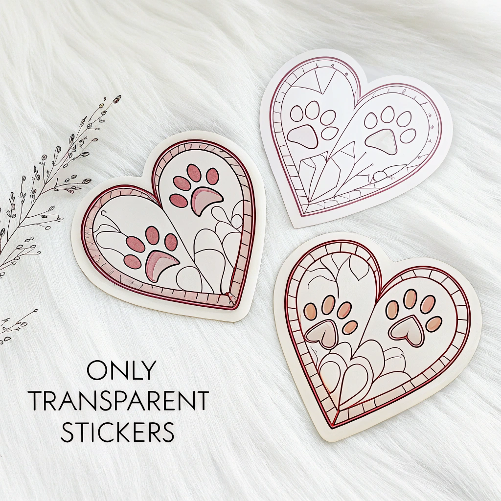 Include some transparent stickers with only heart outlines, allowing users to overlay them on the animal stickers or other surfaces.