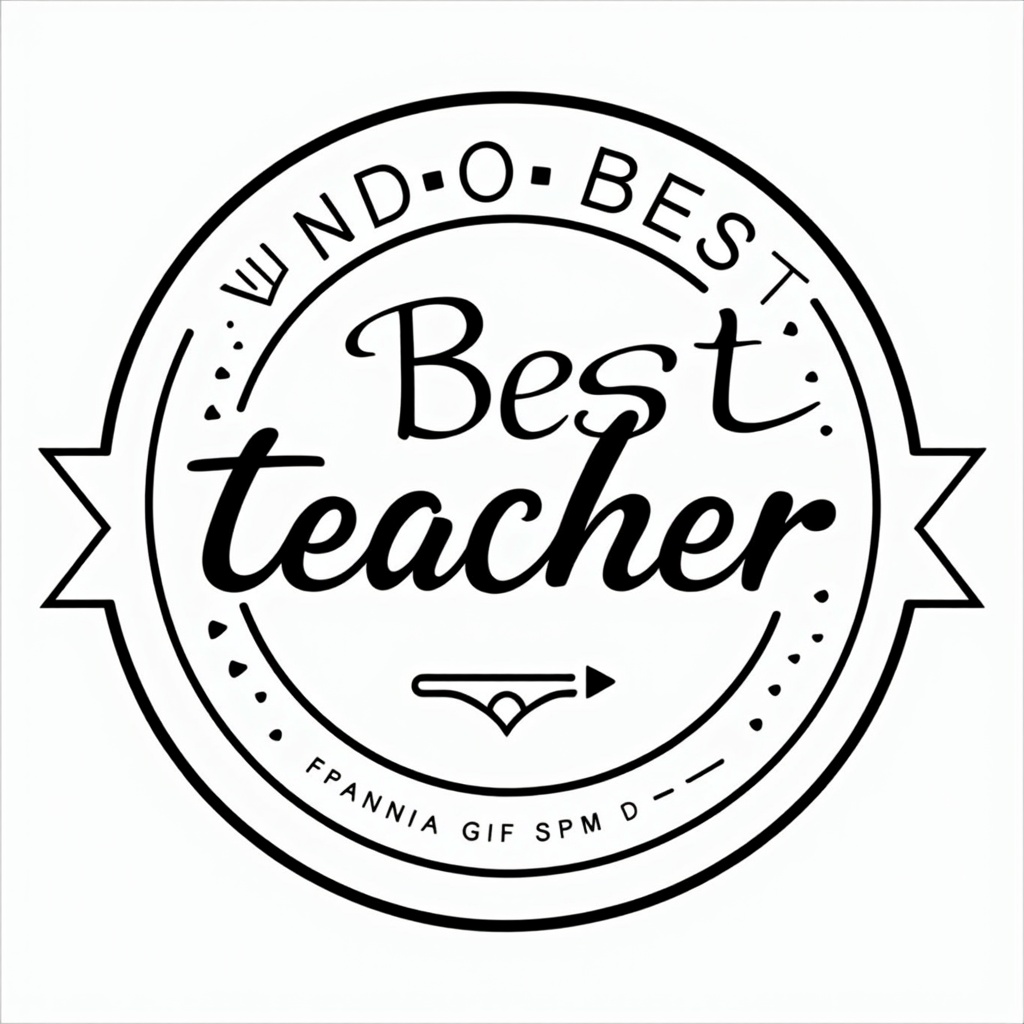 Simple Logo Idea: A clean, modern circular badge featuring a stylized ribbon element. The text 'World's Best Teacher' in a clear, friendly sans-serif font. Could incorporate a small icon like a pencil tip or an open book.