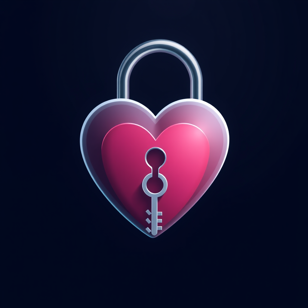 A heart-shaped lock with a key.