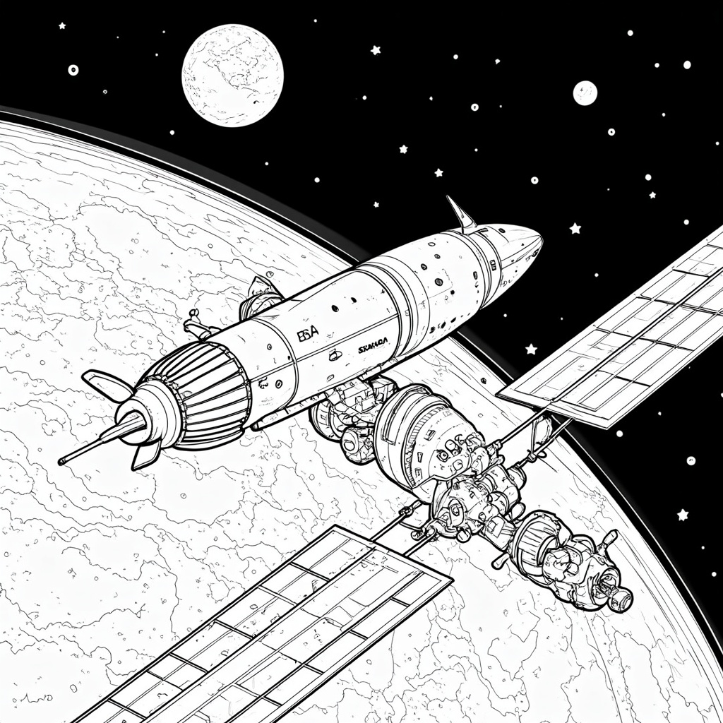 Starliner spacecraft slowly approaching the International Space Station (ISS), with Earth prominently visible in the background. Detail the thrusters firing gently for fine-tuned alignment.