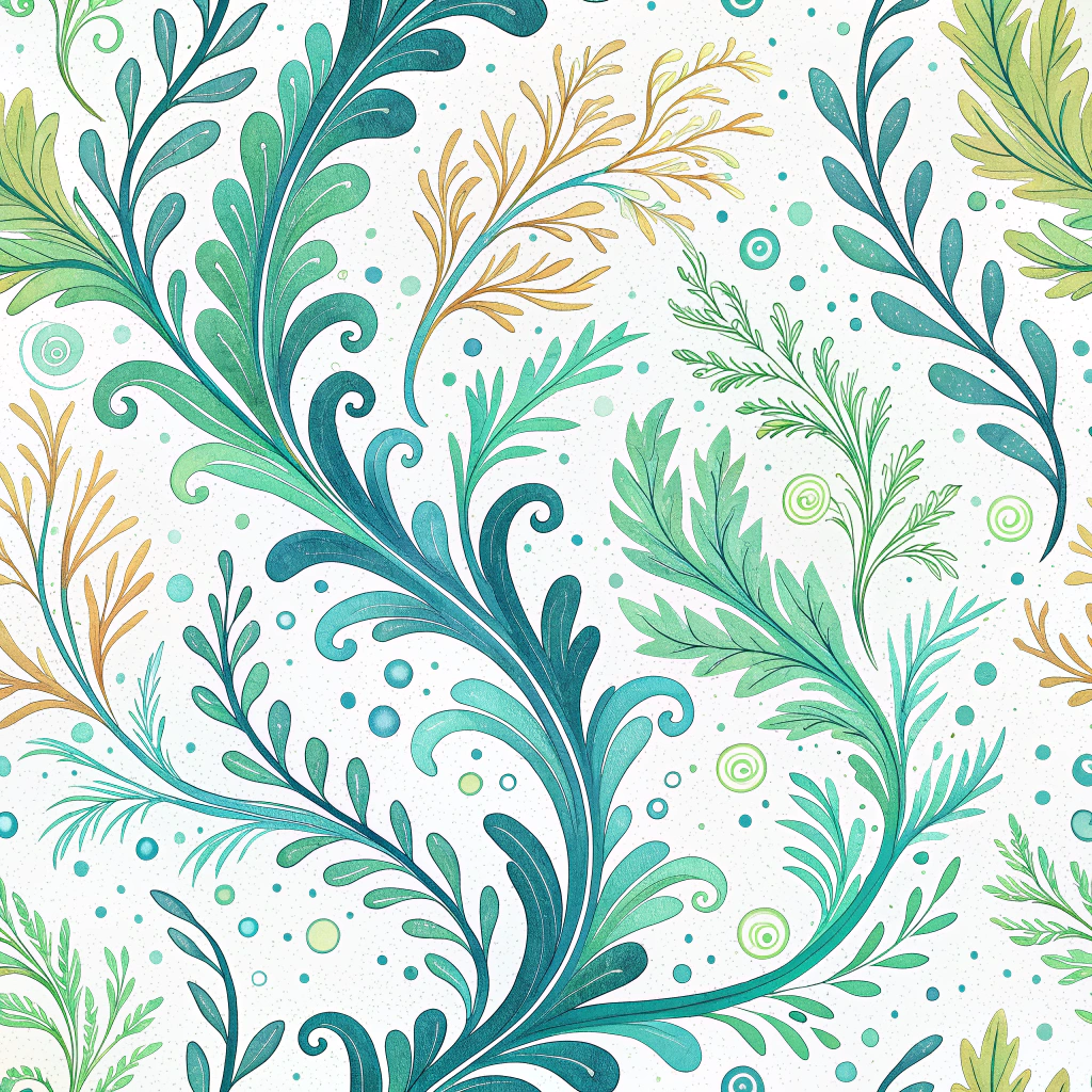 Surface designs for interiors or products that mimic the organic, fluid patterns observed in algae blooms, exploring the use of algae-based pigments or bioplastics.