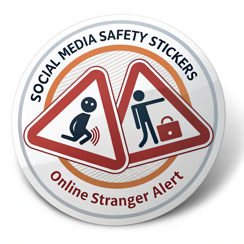 User request translated to English: Social Media Safety Stickers - Online Stranger Alert Stickers