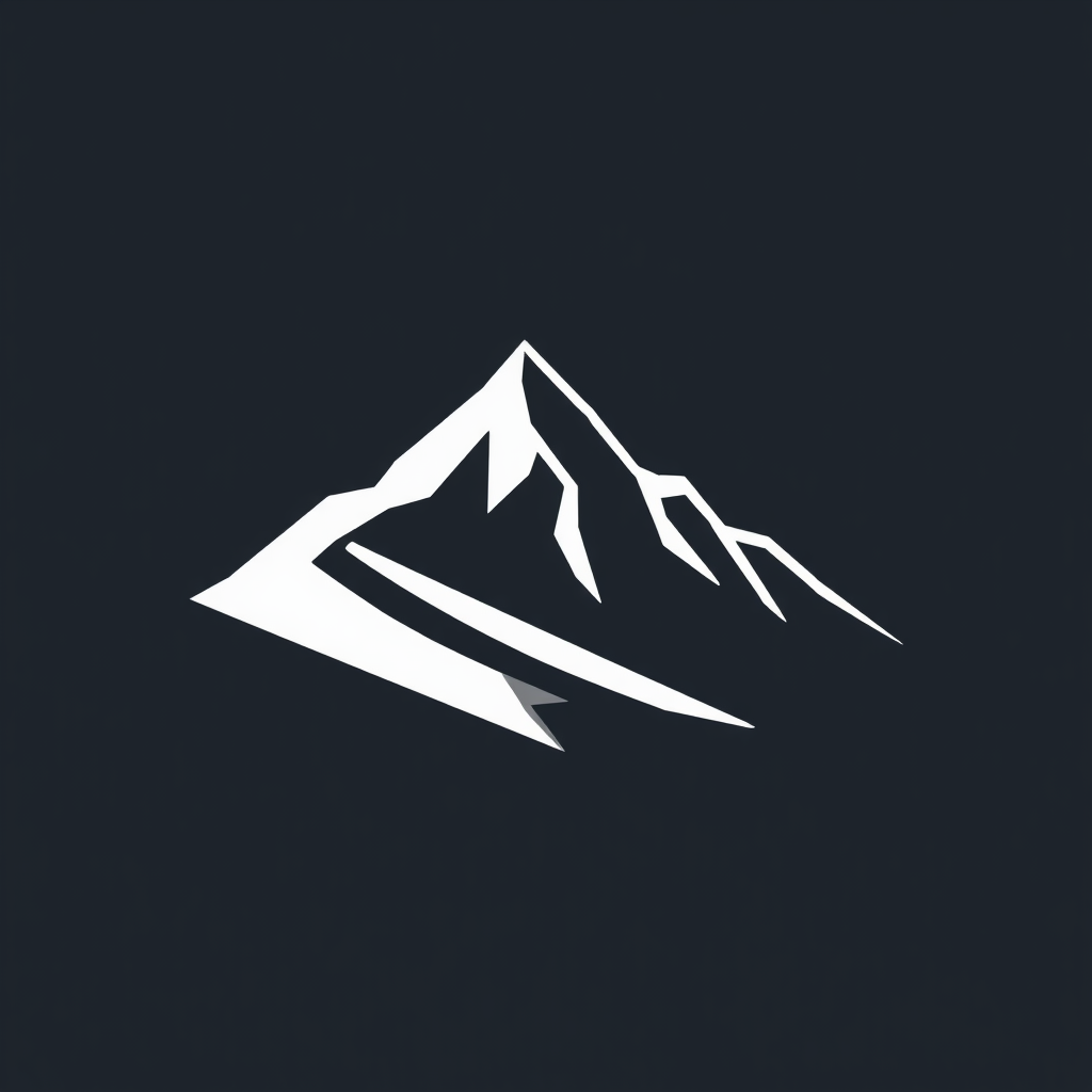 A minimalist mountain outline with sharp, clean lines, creating a modern and sleek look.