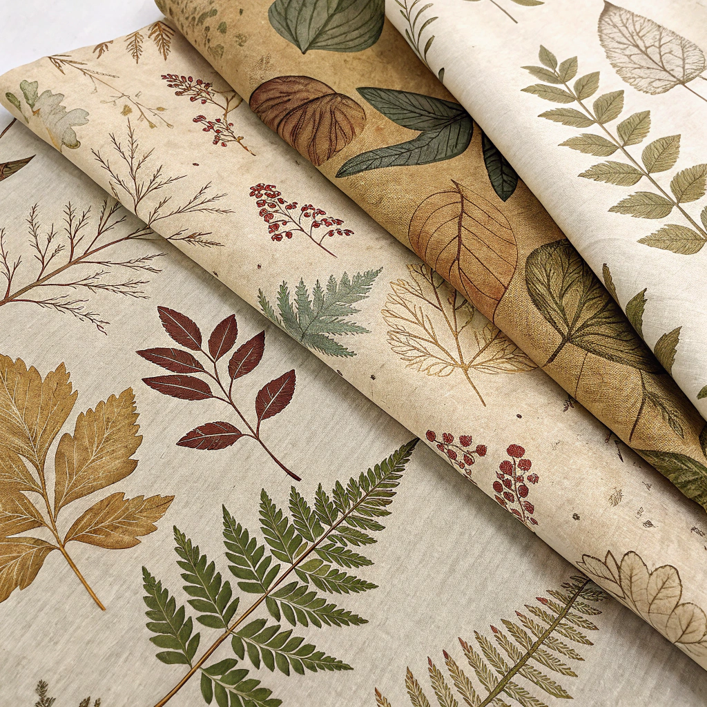 Upcycled Textile Narratives: Create eco-print and natural dye patterns on reclaimed fabrics, allowing the original textile's texture or history to influence the design, possibly incorporating visible mending as a design element.