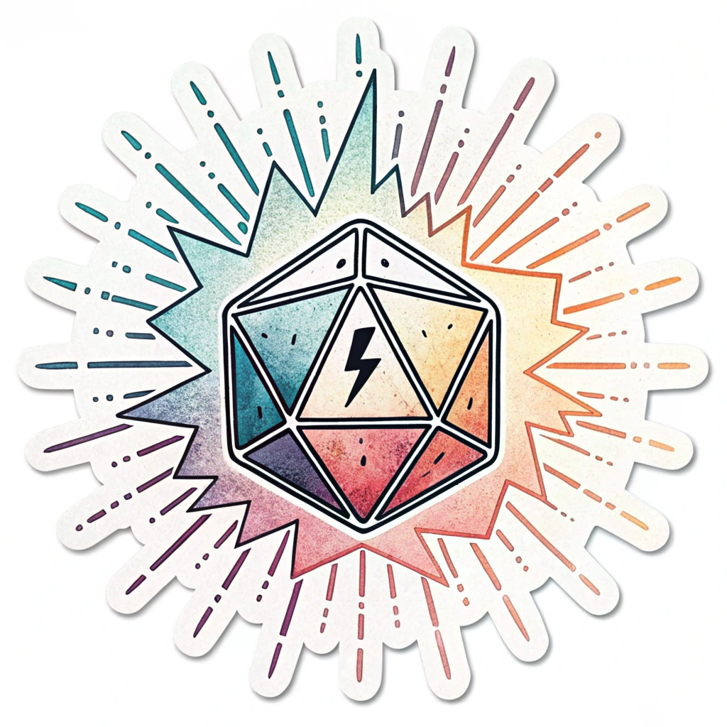 Sub-design 4: A central complex geometric crystal or polygon that appears to 'explode' or emit sharp energy lines outward, symbolizing the pulse. Colors could shift from a cool-toned core to hot-toned emissions.