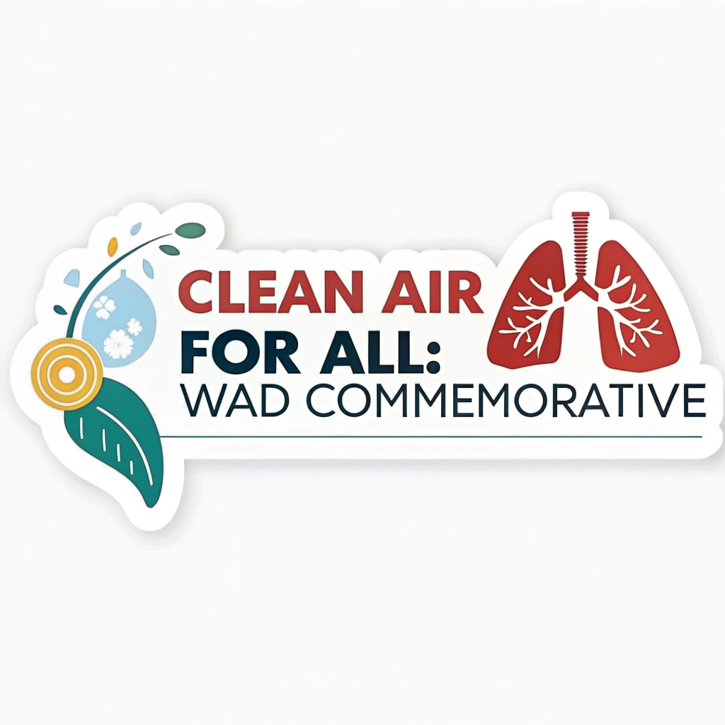 English translation: World Asthma Day Stickers - Clean Air for All: WAD Commemorative