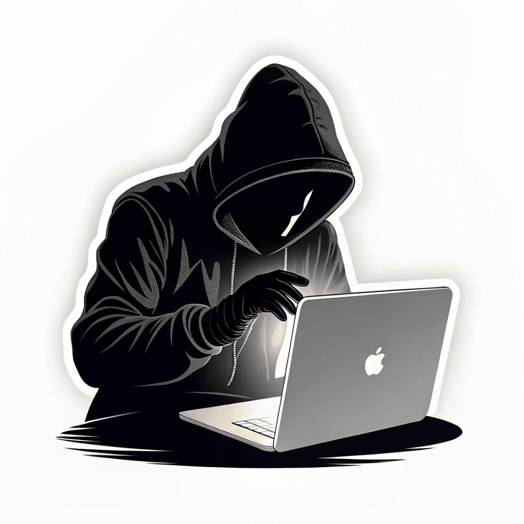Translated Request: Cybersecurity Sticker Designs - Anonymous Hacker Silhouette