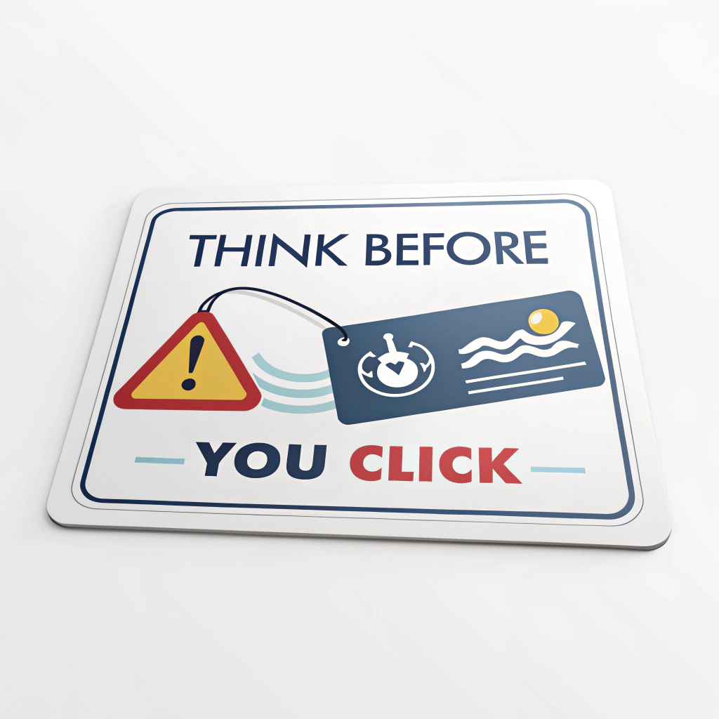 The user's request, 'Cybersecurity Awareness Stickers - Think Before You Click: Phishing Alert', is already in English.