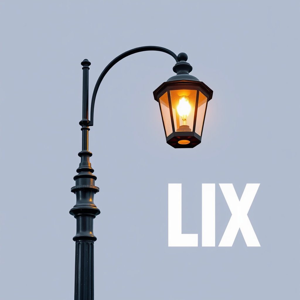 Showcase a classic New Orleans gas lamp as a key visual element, with the 'LIX' either incorporated into the lamppost's structure (e.g., the 'I' forming the post) or dynamically illuminated by the lamp's characteristic warm, ambient glow.