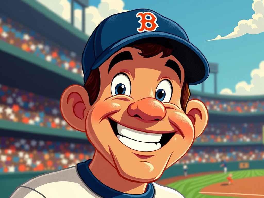 Textured Abstract Portrait: Create a close-up of Babe Ruth's face using abstract blocks of color, overlaid with subtle modern textures (e.g., digital grain, half-tone patterns). Simplify iconic features into abstract forms for a cartoonish yet sophisticated look.