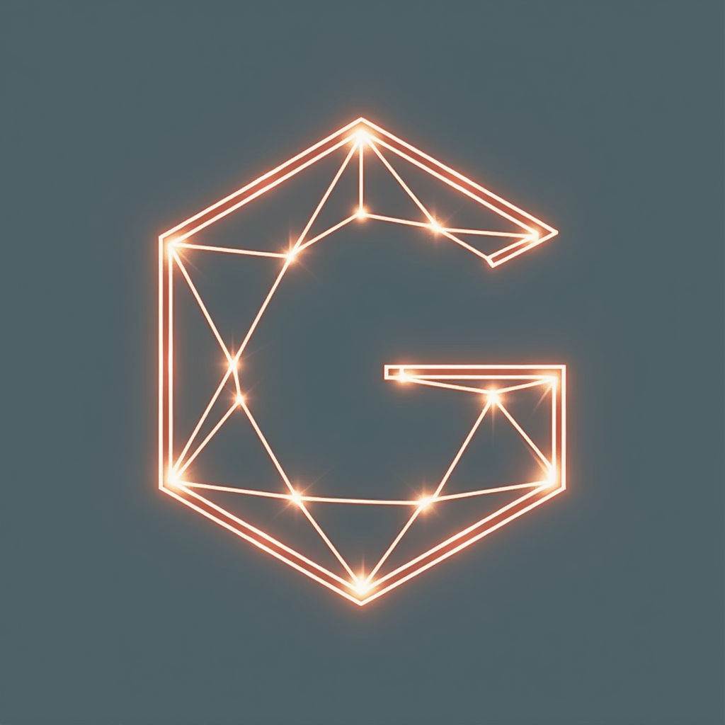 Simple Icon Idea for Circuit Grounds: A stylized 'CG' monogram formed from interconnected sharp geometric lines (triangles, angular segments) enclosed within a hexagonal or circular outline, suggesting a pathway or a stage light.