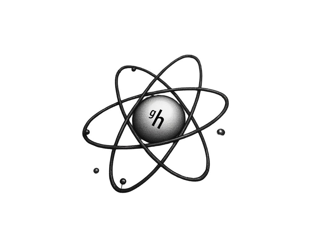 Sub-design 2: A depiction of an atom (Bohr model or electron cloud) with Planck's Constant 'h' or its numerical value stylized at the nucleus, signifying its foundational role in atomic structure and quantized energy levels.
