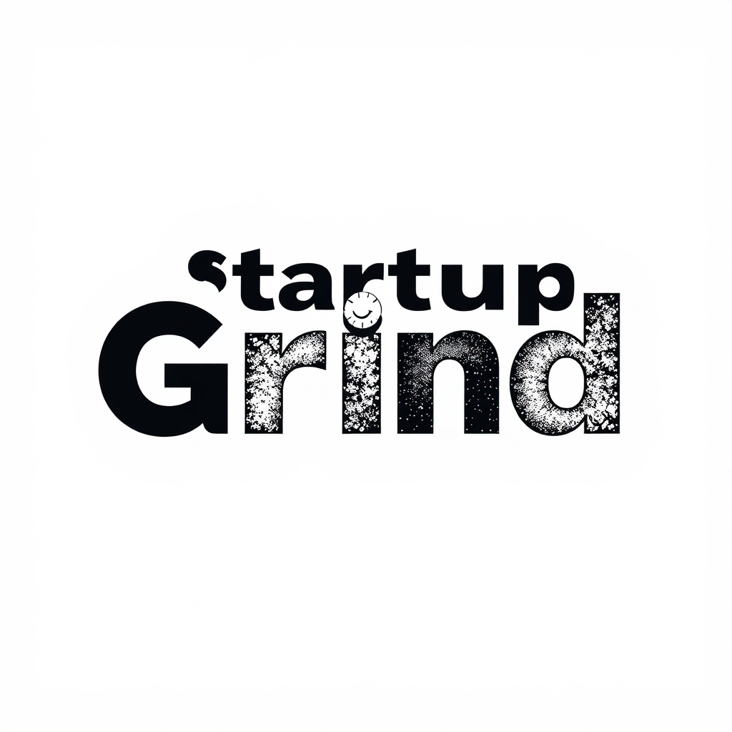 Simple Logo Idea: A clean typographic rendering of 'Startup Grind' where a very subtle, almost subliminal, dusted or lightly scratched texture is applied to the letters, particularly noticeable on 'Grind' upon closer inspection, ensuring clarity while hinting at the 'grind' concept.