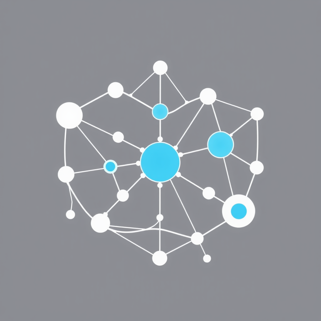 Growing Nexus/Network: Abstract nodes and dynamic connecting lines form an organically expanding network structure, symbolizing growth, evolution, and the increasing interconnectedness of technologies and developers within the Microsoft ecosystem, visually representing 'synergy in motion'.