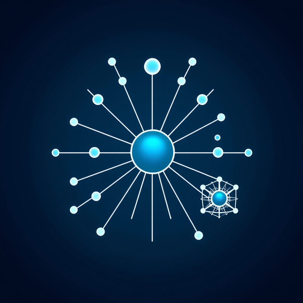 A central dot or seed shape that visibly sprouts interconnected lines, evolving from a simple node into a small, then a more complex and layered neural network structure, symbolizing growth and learning in generative AI.