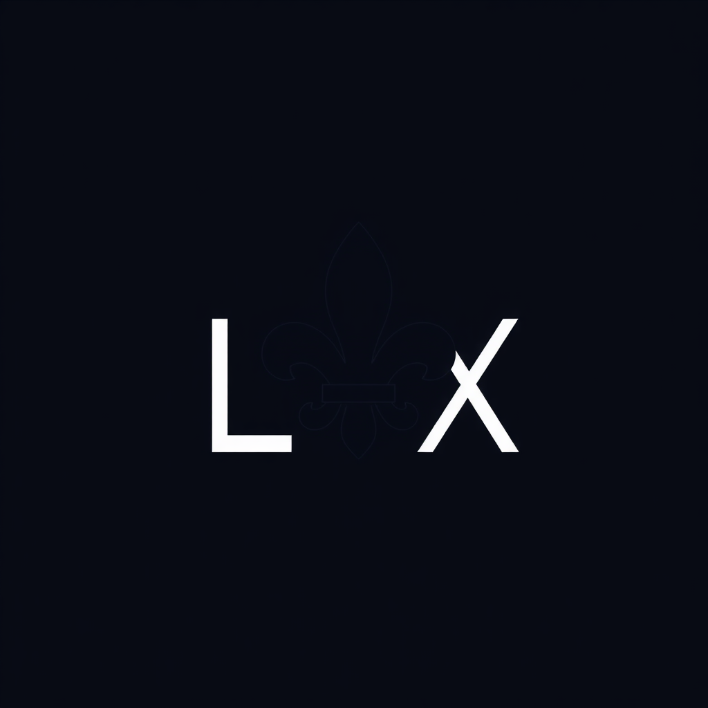 A minimalist 'LIX' where the 'I' is subtly shaped like a modern, abstracted fleur-de-lis. The overall logo uses two primary colors – a deep, rich tone and a vibrant accent, perhaps representing a modern take on New Orleans' energy.