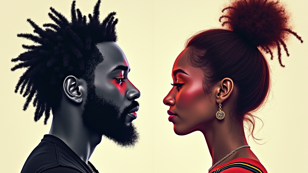 Kendrick and SZA profiles back-to-back or facing, merging into a central stage element. Each side uses distinct visual textures representing their unique voice, while the merge signifies unity.
