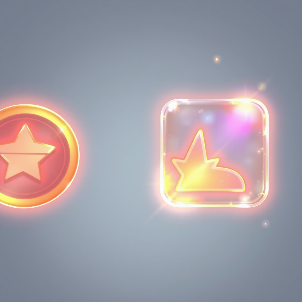 Sub-Design Idea 3: Holographic Particle Effect Icons. Icons with a shimmering, translucent, holographic aesthetic. Achievement icons could feature glowing edges or particle effects that intensify with rarity, while interaction icons could subtly pulsate to indicate their interactive state.