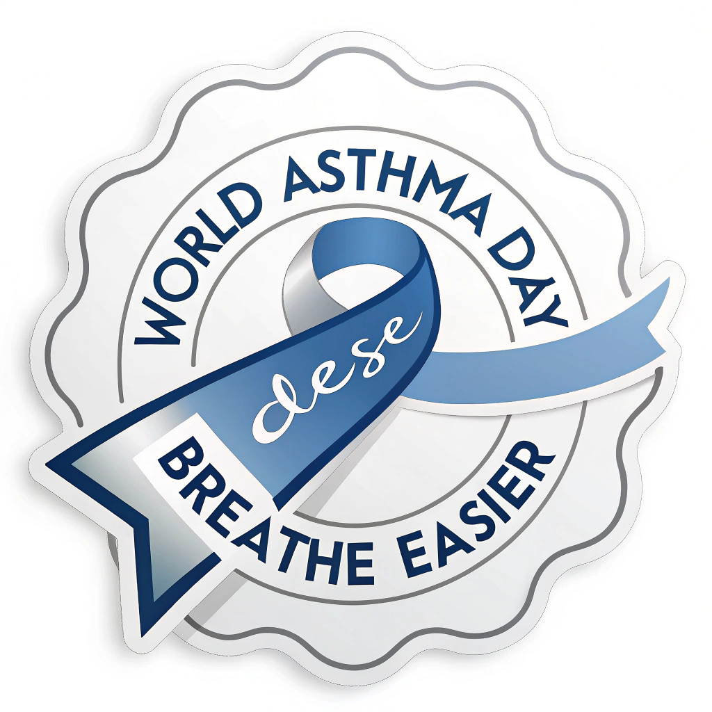 Original request (English): World Asthma Day Stickers - Asthma Awareness Ribbon & Slogan