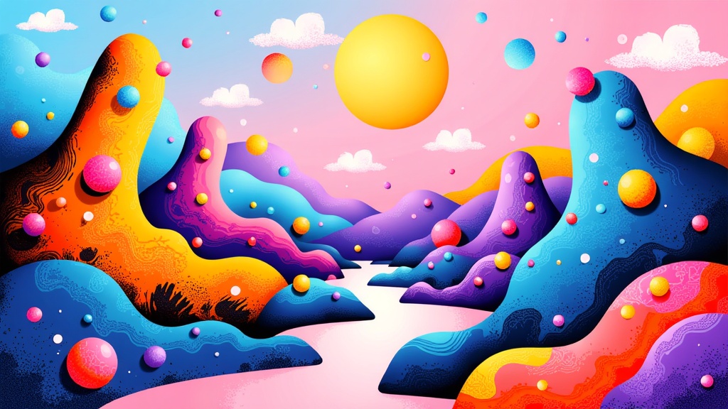 Synesthetic Resonance: AI translates specific emotions (e.g., joy, melancholy, anxiety) into abstract visual elements using AI. The landscapes would feature color palettes, textures, and dynamic forms algorithmically linked to emotional responses, creating a visual vibration of feeling.