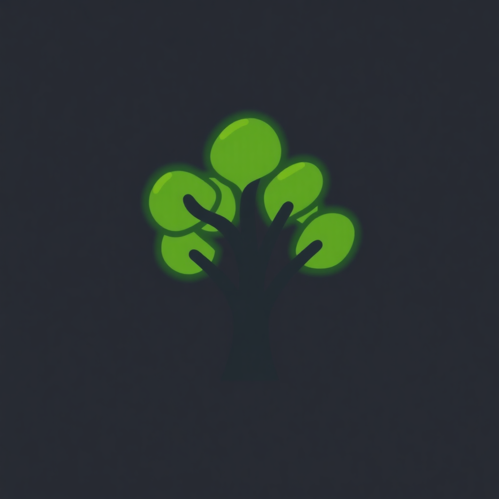 A single, stylized tree or plant icon, suggesting the natural and organic aspects of a home environment.