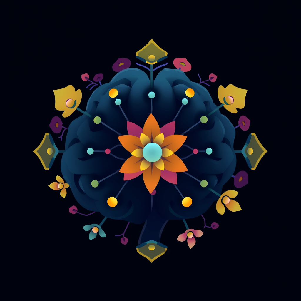 The user's request, translated into English, is: 'Generative AI Icon Designs - Neural Network Bloom: Abstract Brain & Floral Hybrid'