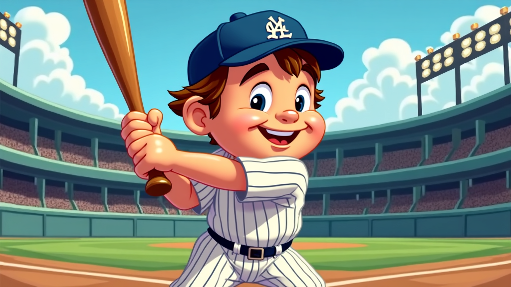 Neo-Retro Gaming Babe: Illustrate Babe Ruth as if he were a character in a stylized 8-bit or 16-bit retro video game from the 1980s or early 1990s. Pixel art or refined vector art mimicking that aesthetic, perhaps in action poses or on a 'character select' screen, offers a nostalgic twist on different eras.