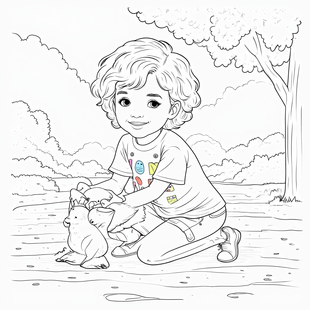 A kid saving an animal.