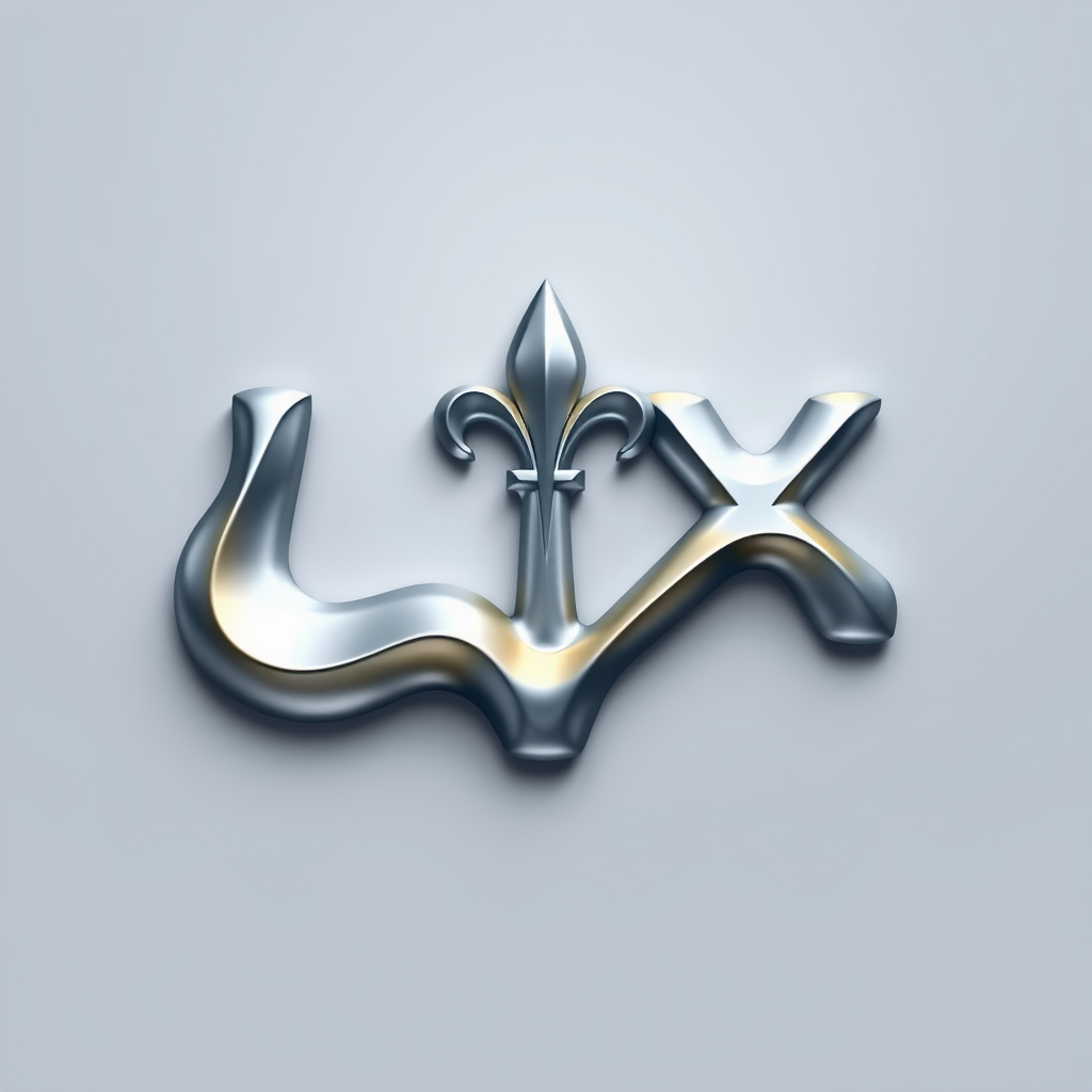 Visualize 'LIX' with a flowing, liquid-metal effect, perhaps hinting at the Mississippi River. The 'I' could potentially be stylized as a subtle fleur-de-lis. The overall feel would be fluid and contemporary, with lighting effects that give it a high-tech sheen.